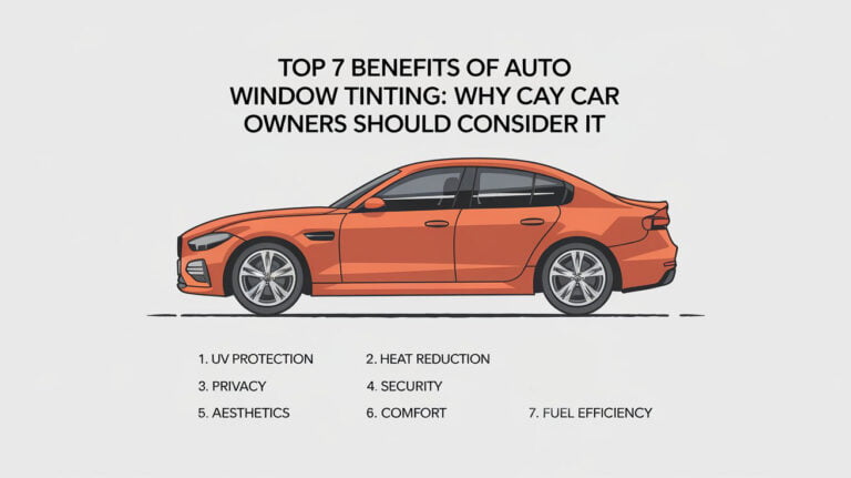 Car with tinted windows showcasing the Benefits of Auto Window Tinting, including improved privacy, reduced heat, and enhanced style