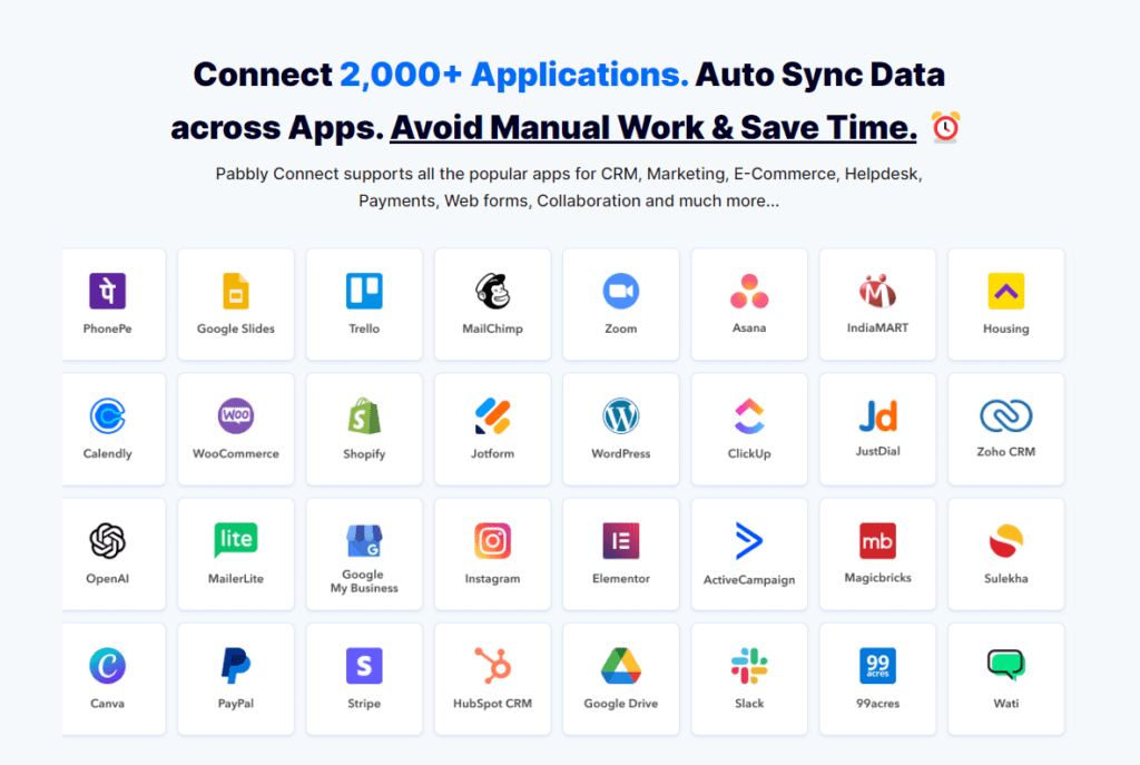 Broad Selection of Integrations